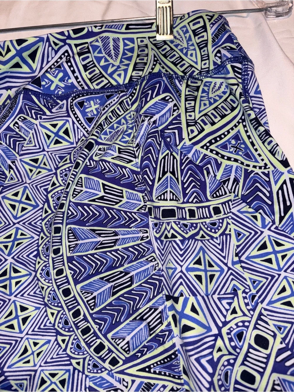 Title Nine Blue & Mint Geometric Skater Skirt Size Small